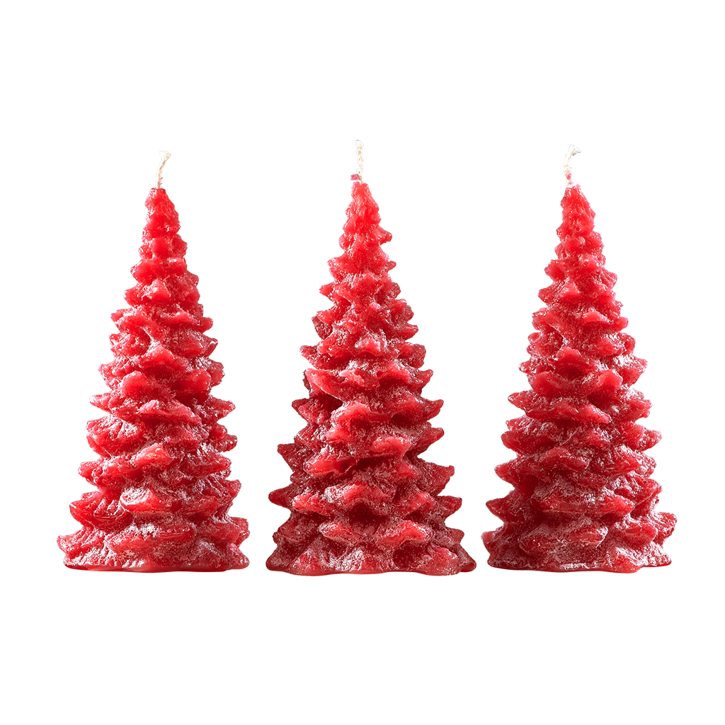 Christmas Tree Candle Trio in Green or Red